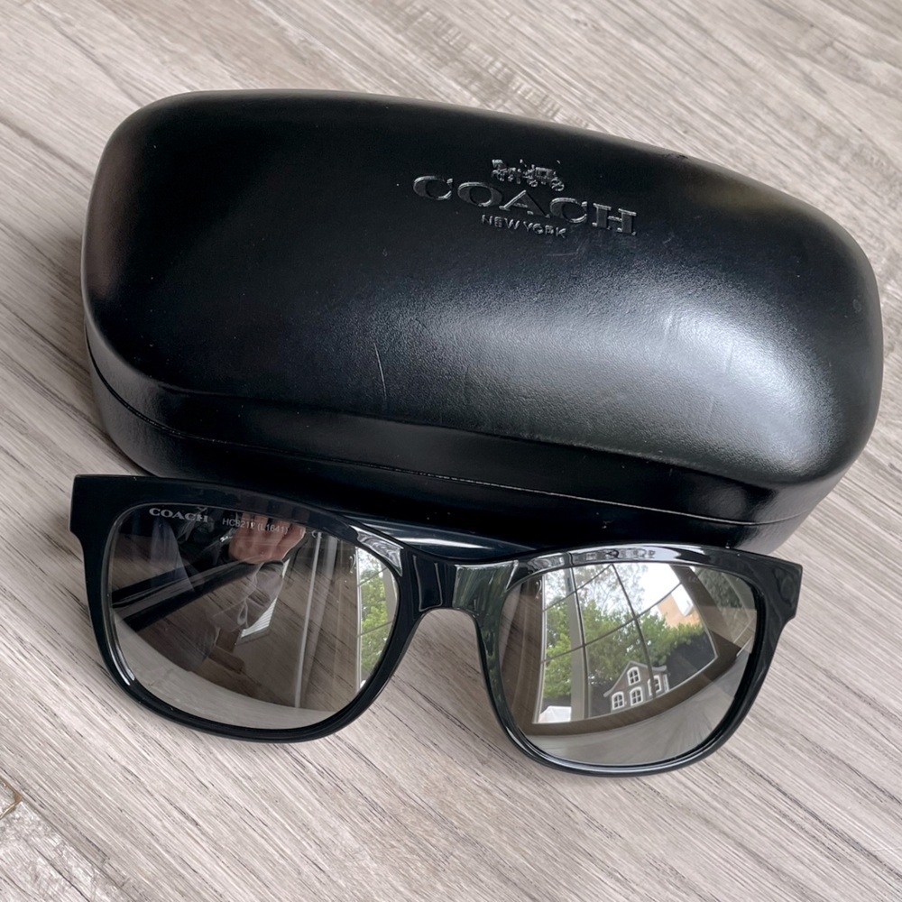 NWT Coach Mens Sunglasses Black/Black Matte Mirrored Lens HC8212 L1641